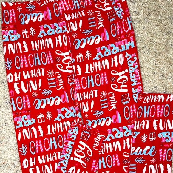 Merry Christmas Santa HoHo Holiday High Waist Red Leggings Small / Medium 4 - 10 - Picture 4 of 11